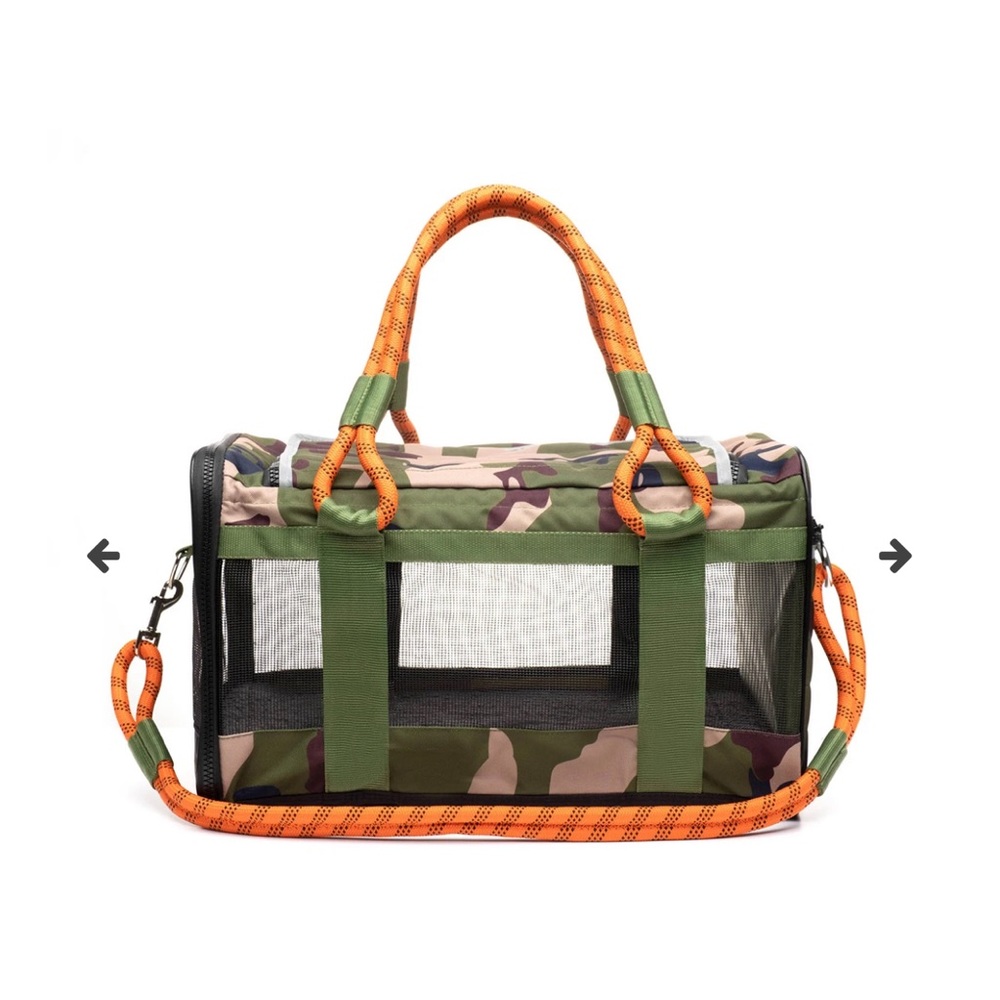 Roverlund out of office pet carrier - large / orange&camo